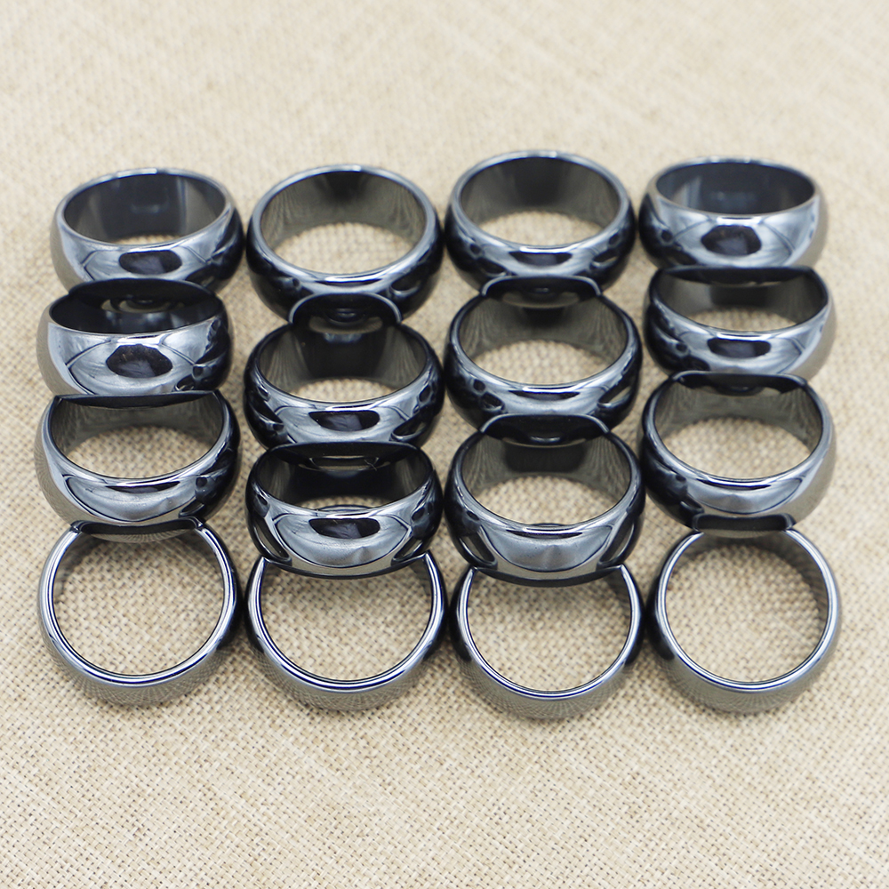6mm High Quality Hematite Rings Not Magnetic Women Party Jewelry Smooth Cut Face Black Friend Gift Anillos Accessories