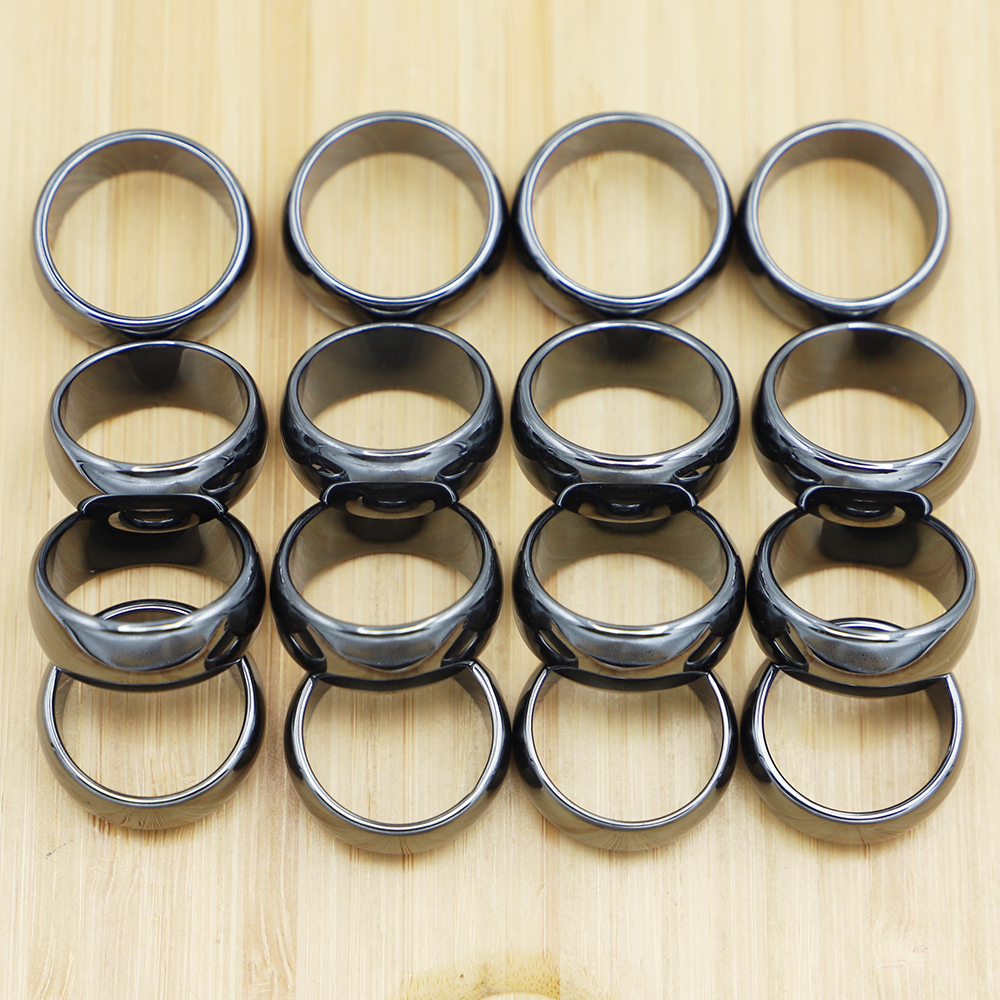 6mm High Quality Hematite Rings Not Magnetic Women Party Jewelry Smooth Cut Face Black Friend Gift Anillos Accessories