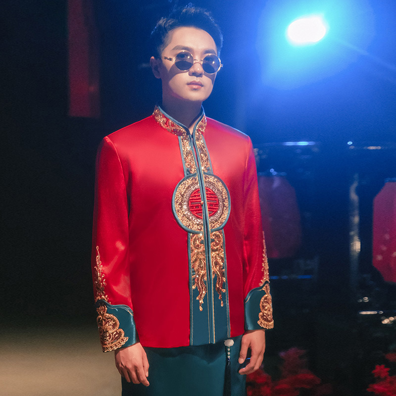 Chinese Ethnic Clothing Traditional Men's Tang Suit Cheongsam Male Robe Embroidered Qipao Ancient Wedding Party Costume