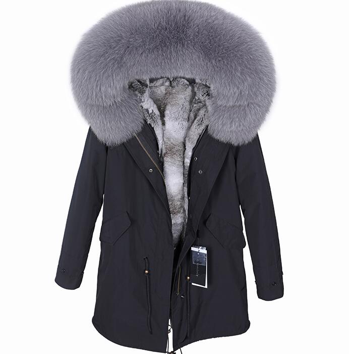 Black Canvas Long Women Parka With Grey White Rex Rabbit fur Lined Gray Fox Fur Trim Ladies Snow Coats Furs Jackets Ykk Zipper, Black coat
Black Canvas Long Women Parka With Grey White Rex Rabbit fur Lined Gray Fox Fur Trim Ladies Snow Coats Furs Jackets Ykk Zipper, Black coat