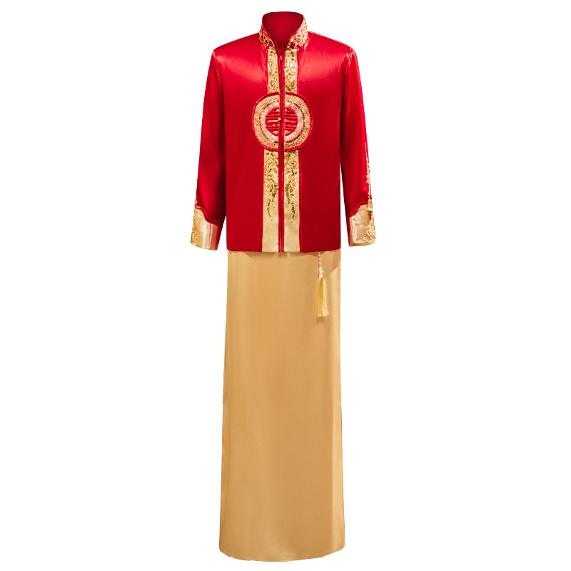 Chinese Ethnic Clothing Traditional Men's Tang Suit Cheongsam Male Robe Embroidered Qipao Ancient Wedding Party Costume