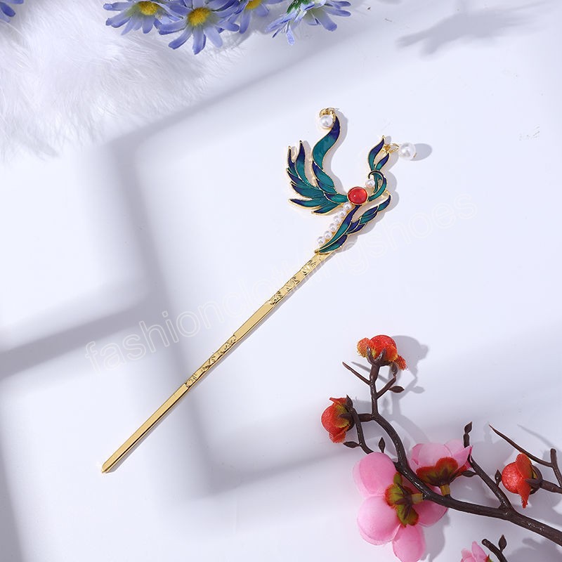 Vintage Chinese Style Hanfu Hair Stick Women Metal Tassel Hair Fork Hairpin Woman Jewelry Hair Clip Accessories