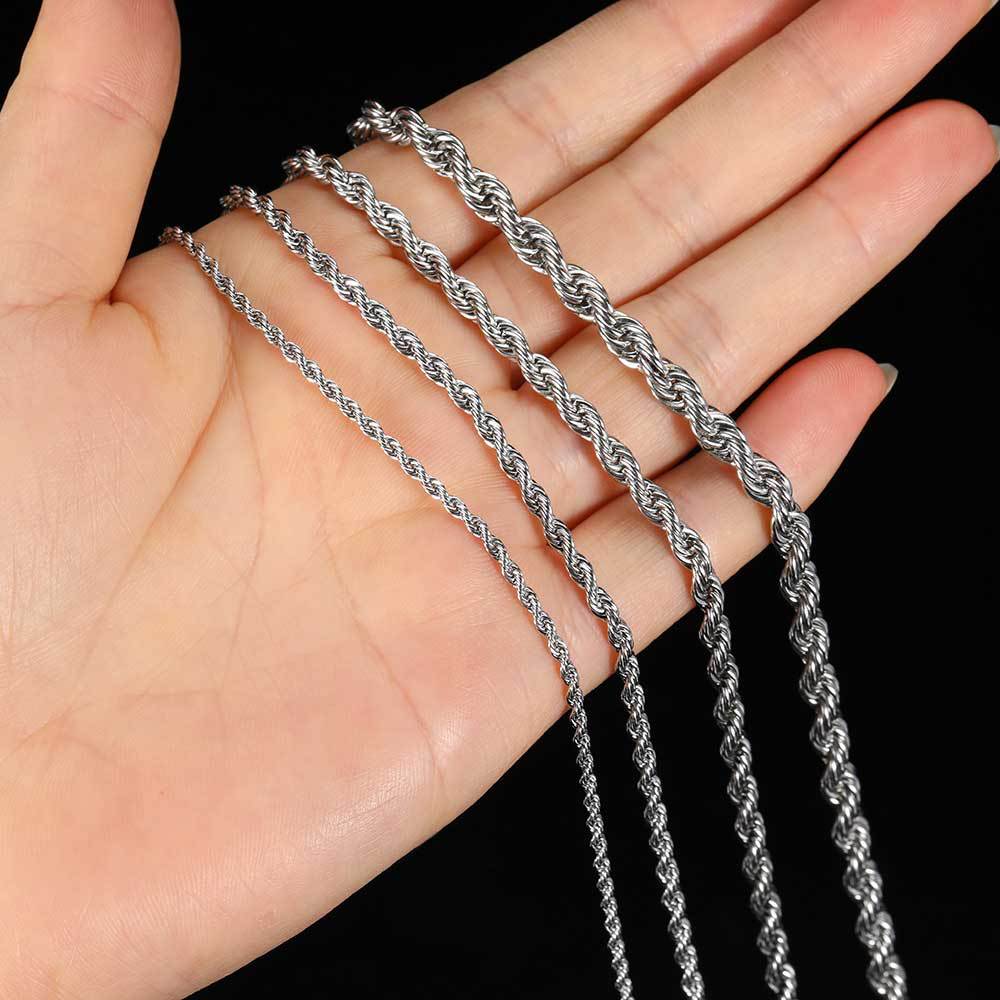 Stainless Steel Rope Chain Necklace for Men Women Sier, Rose Gold, Black - 2024 Gift Jewelry Accessories Wholesale 4