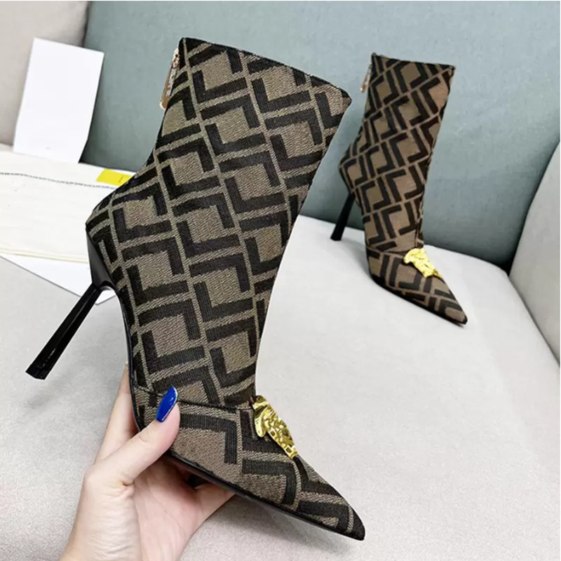 Fashion Cowboy Ankle Boots Fashion Designer FF Print Mixed Color 10CM Heels Classic Metal Buckle Stiletto Boots Top Quality Back Zipper Ladies Pointed Toe Booties42, As shown
Fashion Cowboy Ankle Boots Fashion Designer FF Print Mixed Color 10CM Heels Classic Metal Buckle Stiletto Boots Top Quality Back Zipper Ladies Pointed Toe Booties42, As shown
