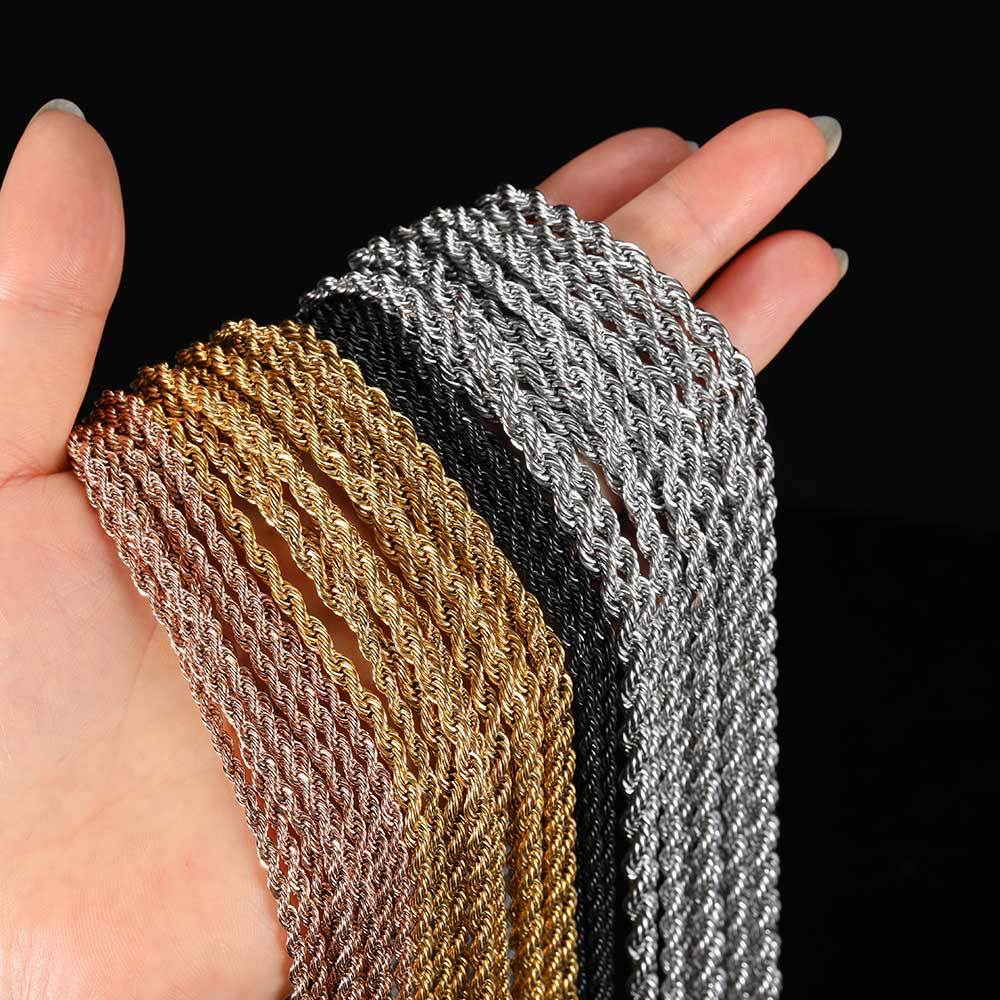 Stainless Steel Rope Chain Necklace for Men Women Sier, Rose Gold, Black - 2024 Gift Jewelry Accessories Wholesale 4