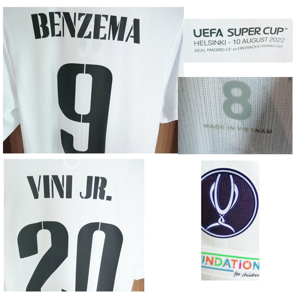 2022 Super Cup Final Benzema Modric Maillot American College Football Wear Kroos CASEMIRO Match Worn Player Issue with Match DetailsSports Shirt, Super cup player
2022 Super Cup Final Benzema Modric Maillot American College Football Wear Kroos CASEMIRO Match Worn Player Issue with Match DetailsSports Shirt, Super cup player