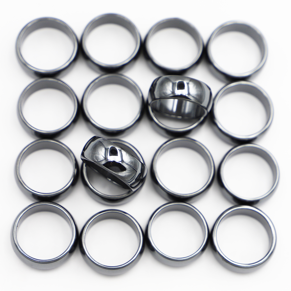 6mm High Quality Hematite Rings Not Magnetic Women Party Jewelry Smooth Cut Face Black Friend Gift Anillos Accessories