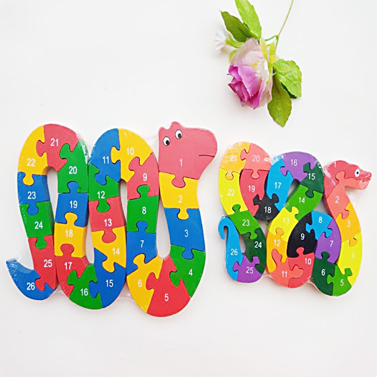 

Clementoni Puzzle Baby Kids Wooden Toys Alphabet Number Building Jigsaw Puzzle Snake Shape Funny Digital Game Educational Toys lettre en bois