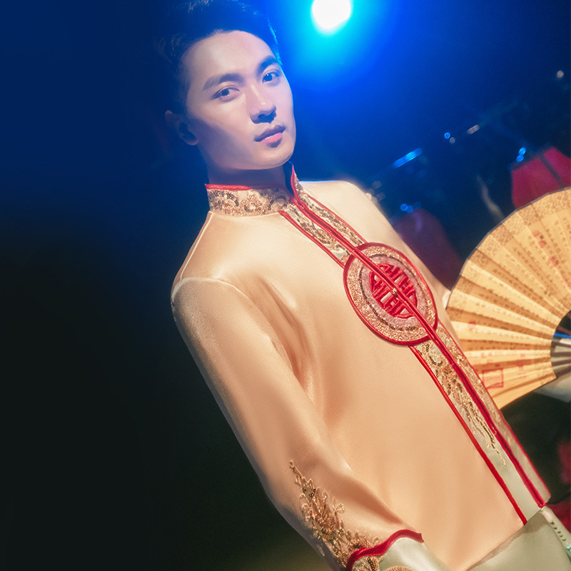 Chinese Ethnic Clothing Traditional Men's Tang Suit Cheongsam Male Robe Embroidered Qipao Ancient Wedding Party Costume