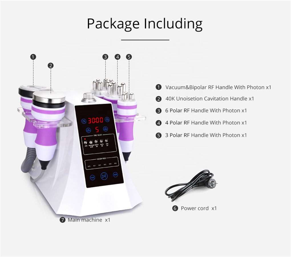 5 In 1 Vacuum Ultrasonic Cavitation Multipolar RF System Wrinkles Removal Whitening Rejuvenation Anti Aging Body Slimming Machine