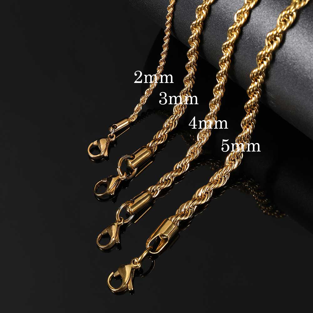 Stainless Steel Rope Chain Necklace for Men Women Sier, Rose Gold, Black - 2024 Gift Jewelry Accessories Wholesale 4