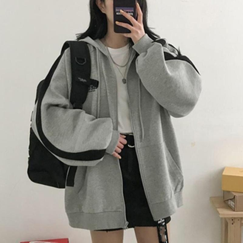 Gym Clothing Oversized Hooded Sweatshirt Women Cardigan Splicing Top Long Sleeve Blouse Loose Coat Harajuku Streetwear, Gy
Gym Clothing Oversized Hooded Sweatshirt Women Cardigan Splicing Top Long Sleeve Blouse Loose Coat Harajuku Streetwear, Gy