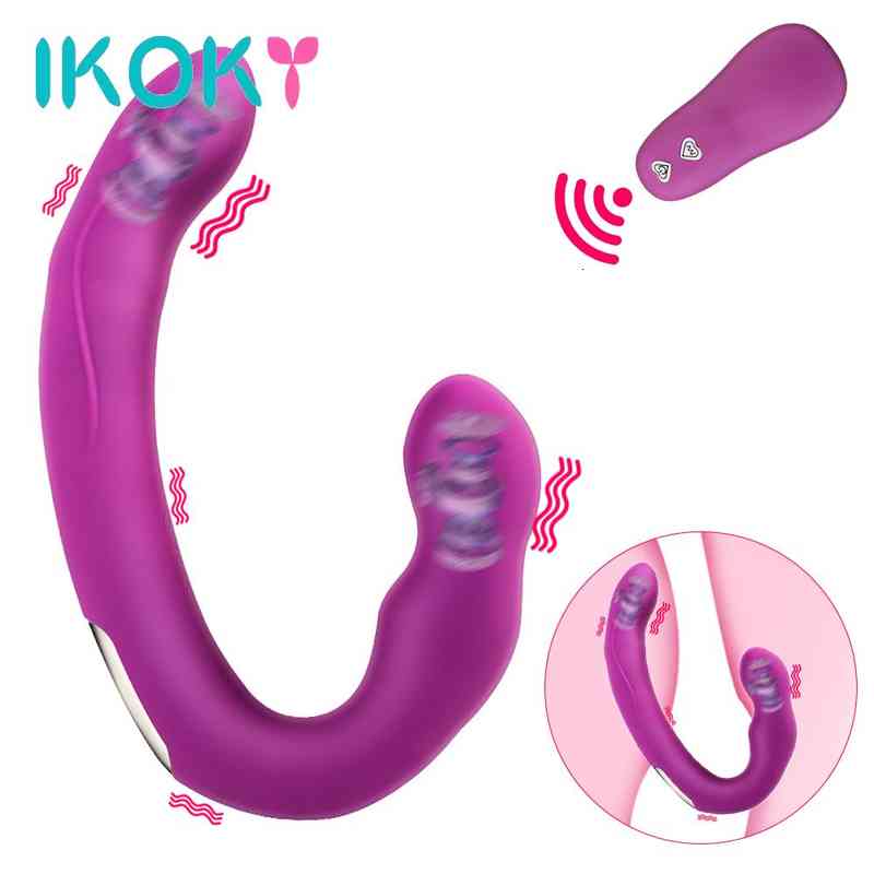 Massager Penis Cock Ikoky Anus Massage Lesbian Strap on Double Penetration Strapless Dildo Vibrator Clitoris Stimulator Sex Toys for Woman