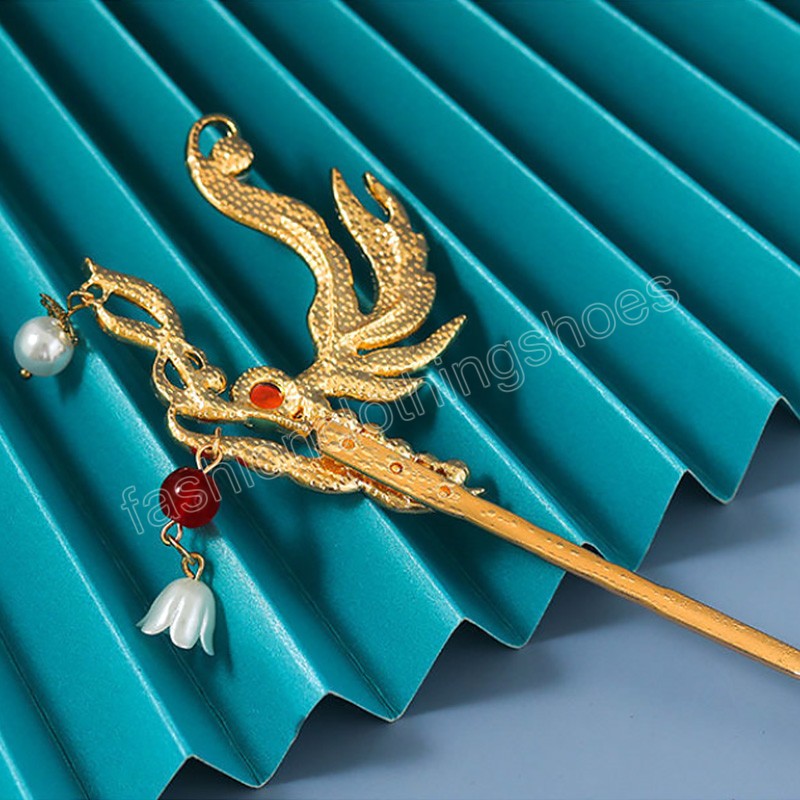 Vintage Chinese Style Hanfu Hair Stick Women Metal Tassel Hair Fork Hairpin Woman Jewelry Hair Clip Accessories