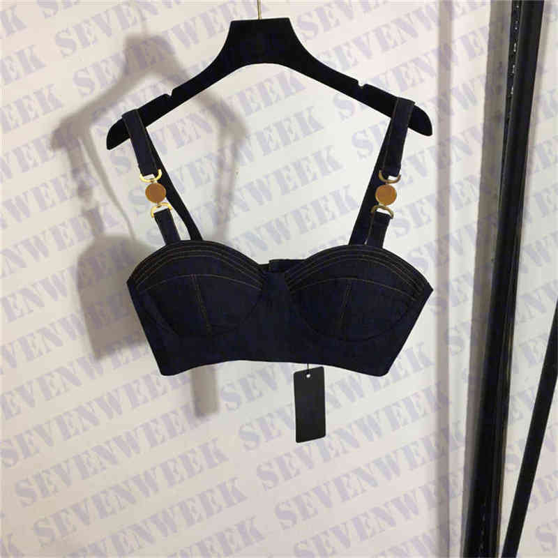 Womens Designers T Shirts Bustier Underwear With Metal Badge Sexy Deep V Denim Sling Tube Tops Women Clothing, 20224431
Womens Designers T Shirts Bustier Underwear With Metal Badge Sexy Deep V Denim Sling Tube Tops Women Clothing, 20224431