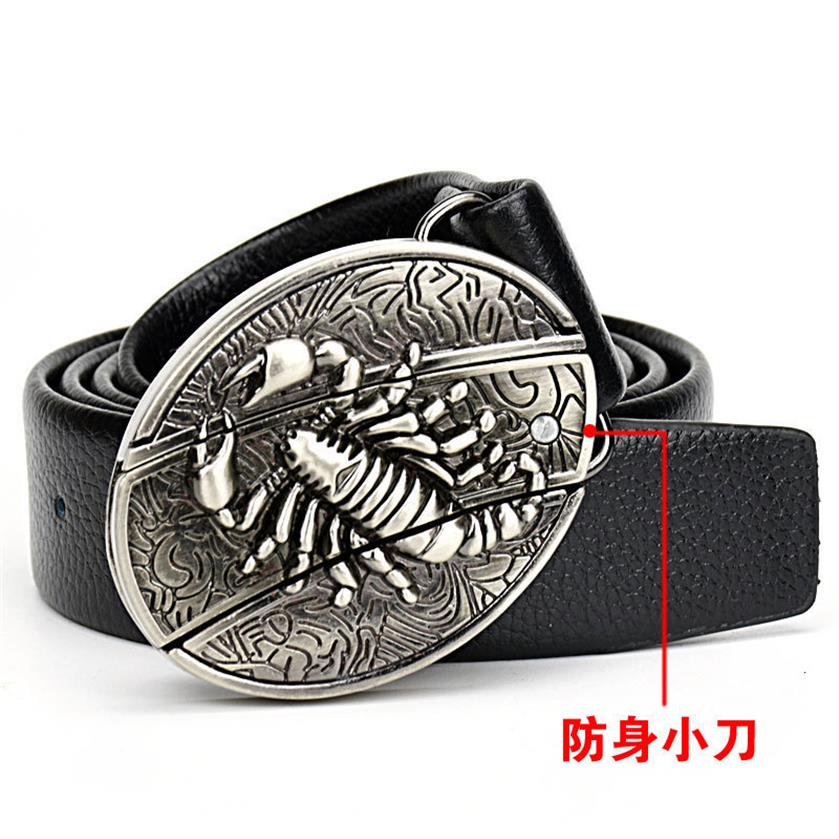 Men's Leather Personalized Self-defense Non Mainstream Young People's Versatile Fashion Belt with Knife2699, Black 
Men's Leather Personalized Self-defense Non Mainstream Young People's Versatile Fashion Belt with Knife2699, Black