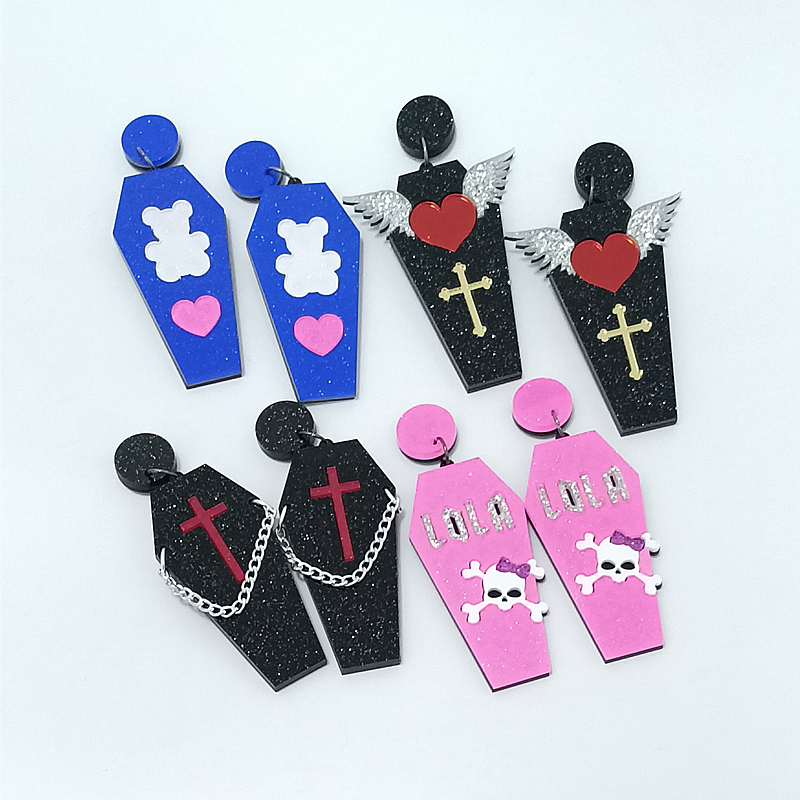 Halloween Gothic Lovely 4 Style Coffin Dangle Earrings for Women Glitter Acrylic Jewelry Fashion Icon Accessories
Halloween Gothic Lovely 4 Style Coffin Dangle Earrings for Women Glitter Acrylic Jewelry Fashion Icon Accessories
