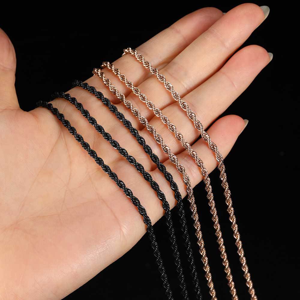 Stainless Steel Rope Chain Necklace for Men Women Sier, Rose Gold, Black - 2024 Gift Jewelry Accessories Wholesale 4