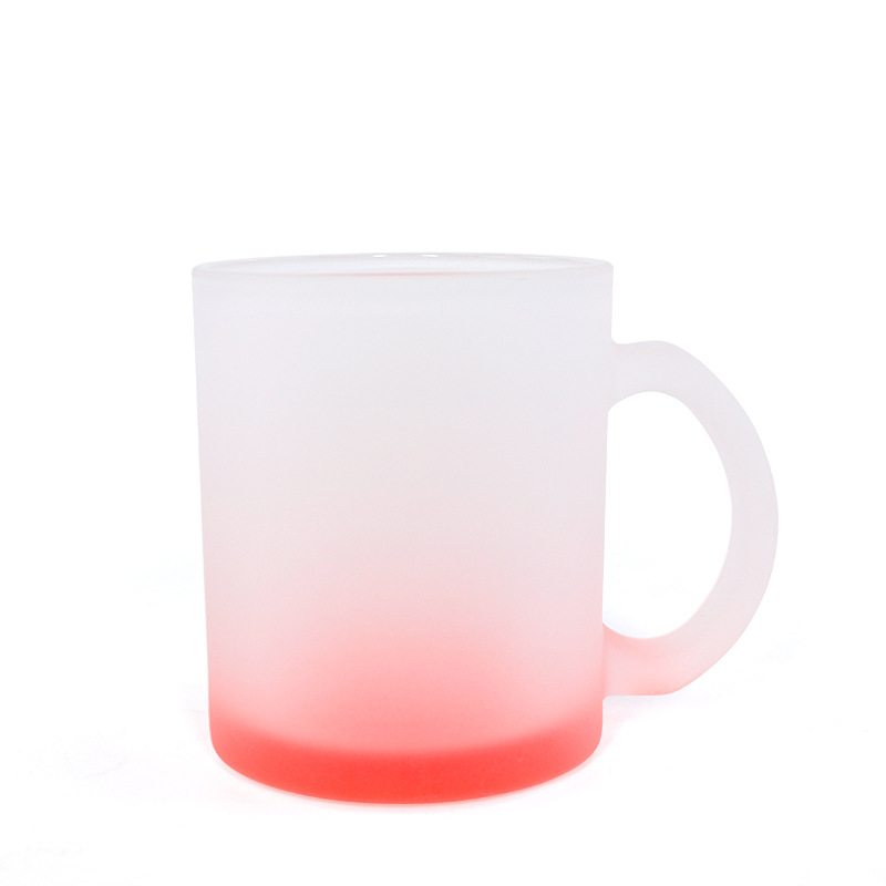 11oz sublimation Colored frosted glass tumbler Colored bottom mugs blanks coffee cup with handle DIY printing Multicolor Z11