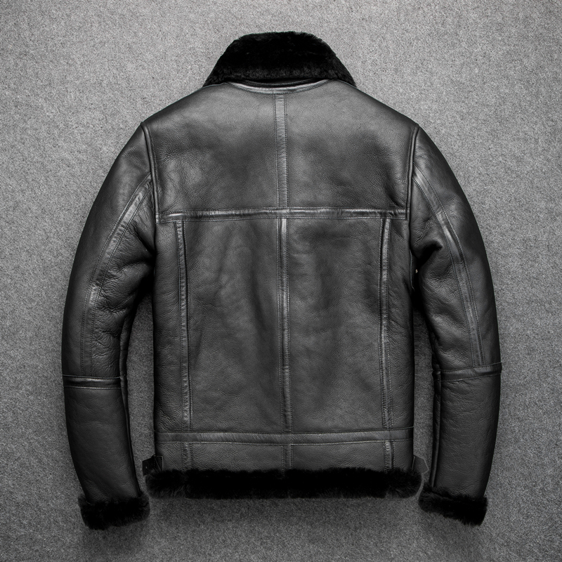 GUSEEMIO Men's Sheep Shearling Lambskin Warm Jacket Original Male Fur Double Faced Fur Genuine Leather Jacket 220819