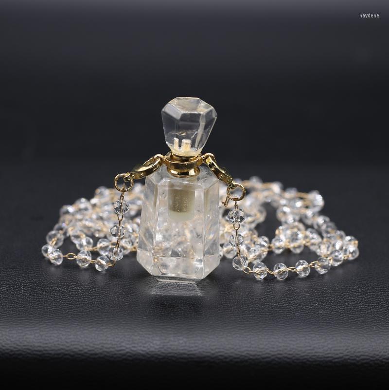 Pendant Necklaces Natural Semi-Precious Stone Clear Quartz Perfume Bottle Essential Oil Diffuser Necklace Crystal Decoration
Pendant Necklaces Natural Semi-Precious Stone Clear Quartz Perfume Bottle Essential Oil Diffuser Necklace Crystal Decoration
