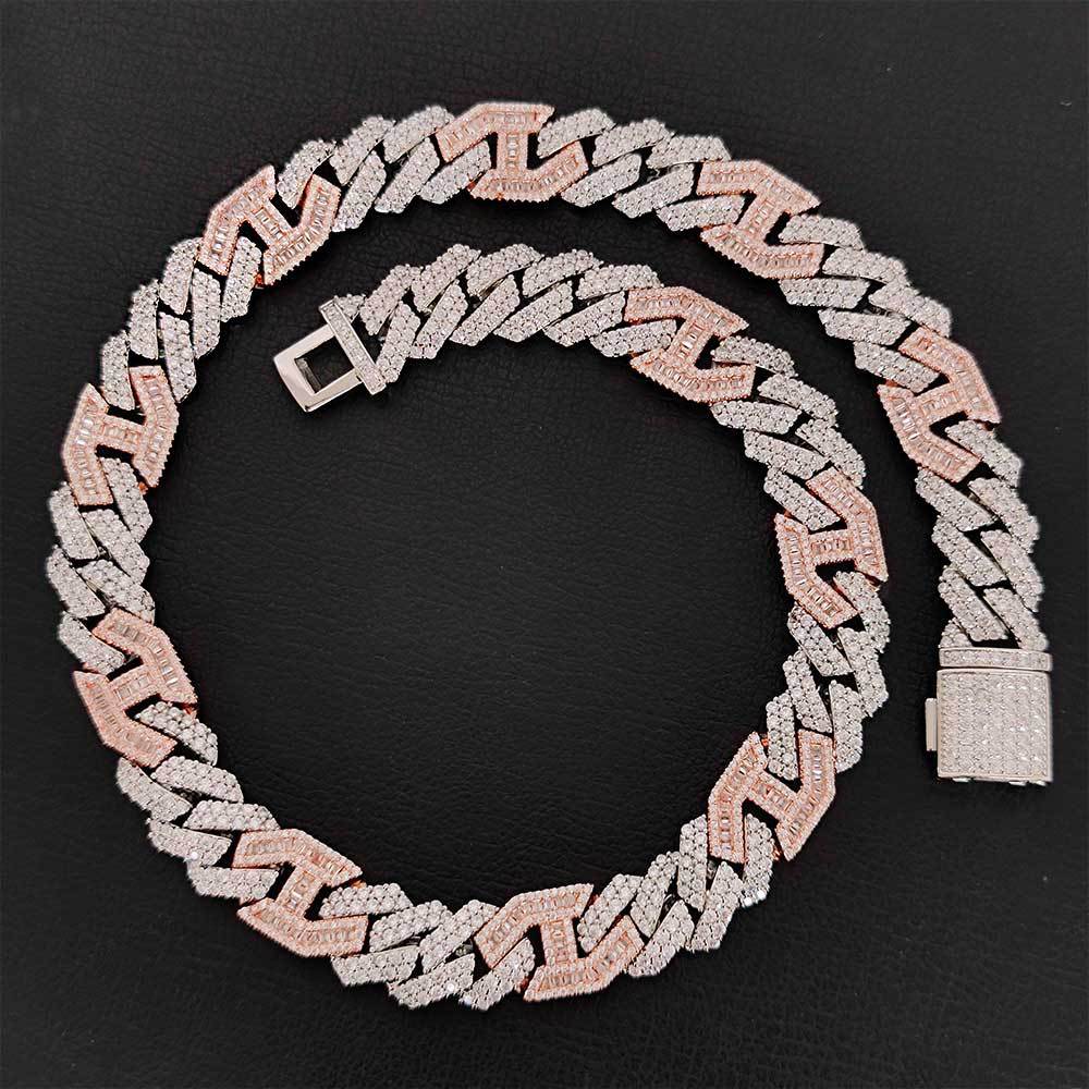 15mm Hip Hop T Cubic Zirconia Diamond Tennis Chain Real Gold Plated Pig Nose Men's Necklace