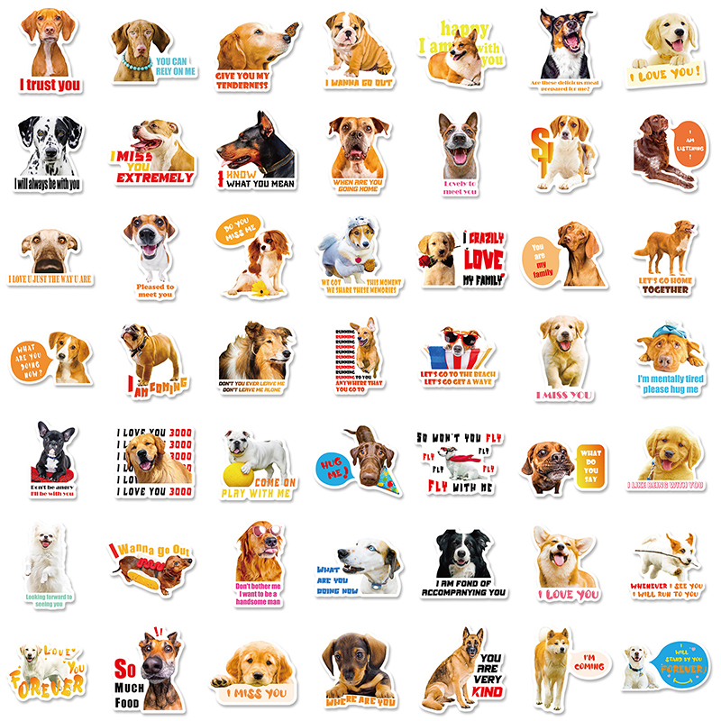 50 Realistic dog graffiti Sticker Phone Laptop Skateboard Car Stickers Pack for Luggage Guitar Helmet Sticker