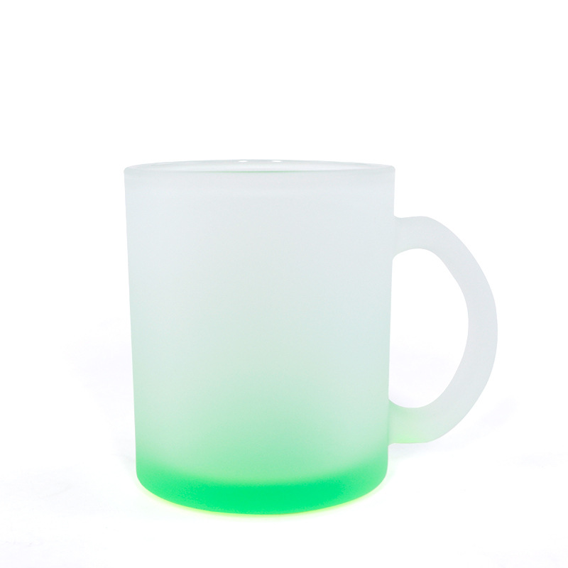 11oz sublimation Colored frosted glass tumbler Colored bottom mugs blanks coffee cup with handle DIY printing Multicolor Z11