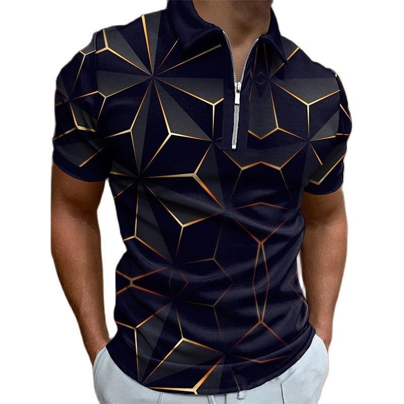 Men's Short Sleeve Polo Shirt HD Digital Printing Zipper Collar T-Shirt Casual Breathable High Quality Summer Clothes For 220822
