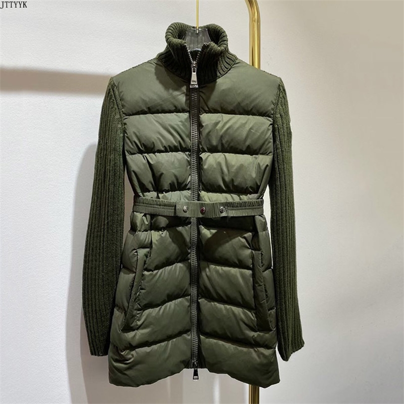 Designer Knitted Sweater Patchwork Long Down Jacket Women Autumn Winter Turtleneck Belt Duck Down Jacket Parka Mujer 220822, White
Designer Knitted Sweater Patchwork Long Down Jacket Women Autumn Winter Turtleneck Belt Duck Down Jacket Parka Mujer 220822, White