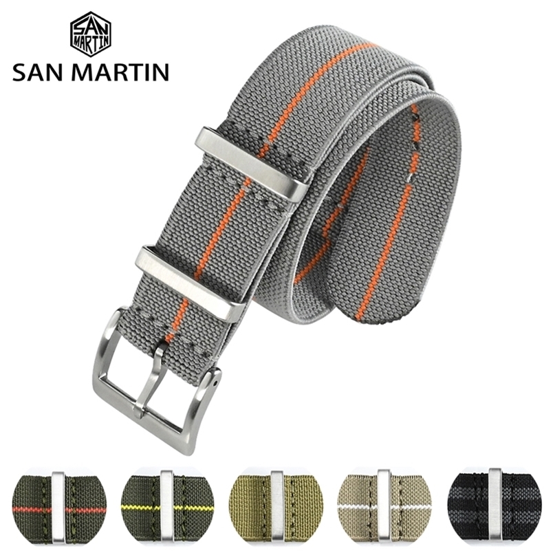 San Martin Watch Strap 20mm 22mm Pilot Military Watch Band Universal Type Sports Troops Parachute Bag Watchband Nylon Strap 220819