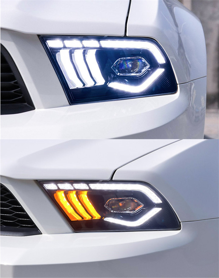 Head Lamp for Ford Mustang 2010-2012 LED Headlight High Low Beam Lens Lights DRL Running Light