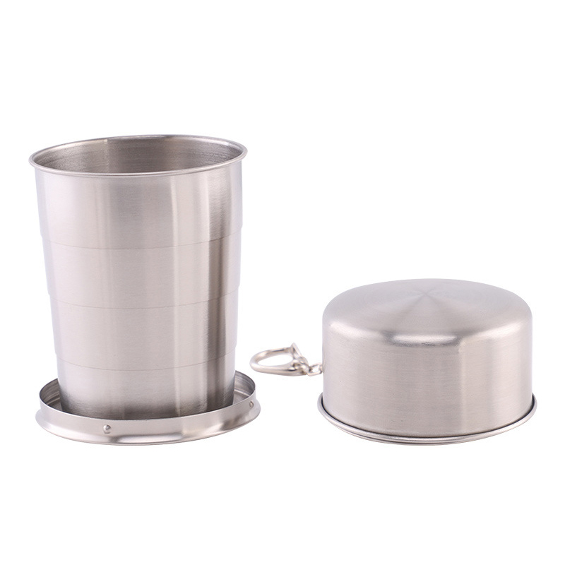 Portable Telescopic Tumblers 75/150/250ml Outdoor Stainless Steel Folding Cup with Keychain Foldable Mug Collapsible Water-cup Handcup Travel Camping 