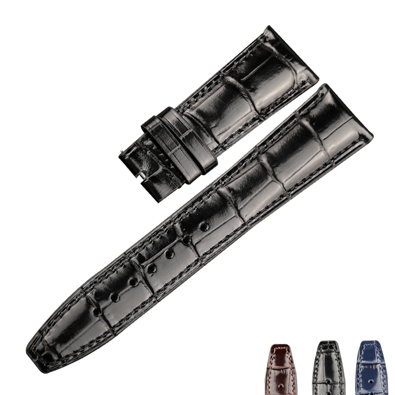 20mm 22mm Italian Cowhide Watch Strap Needle Folding Buckle Clasp Leather Watchband Suitable for IWC PORTUGIESER Series Watch 220819