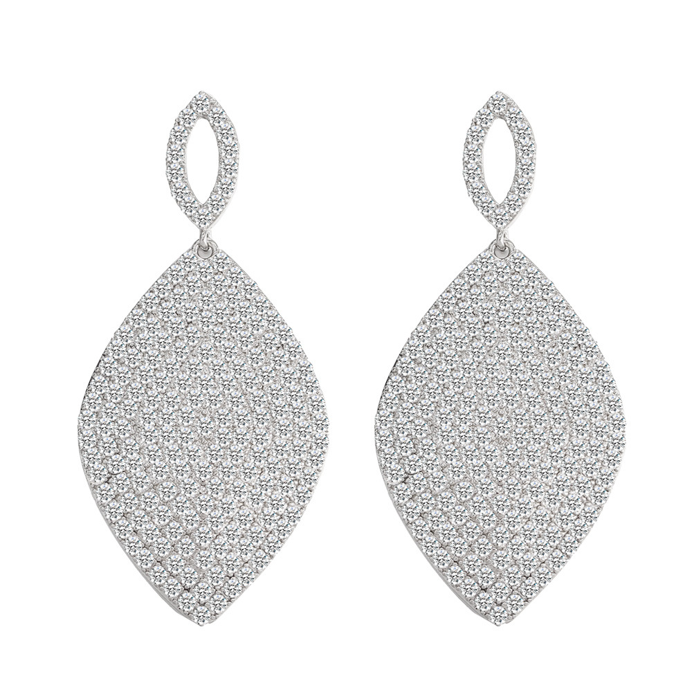 2024 Sparkling Dangle Earrings Luxury Jewelry 925 Sterling Silver Gold Fill Pave White Sapphire CZ Diamond Gemstones Party Women Wedding Drop Leaf Ear