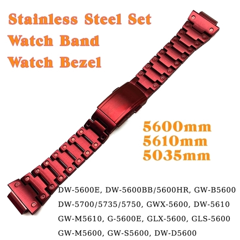 Metal CaseBezel Strap for DW5600/5610 G5600E Stainless Steel Watch Band GWB5600 DW5035/5700 GWM5610/5600 Accessories 220819