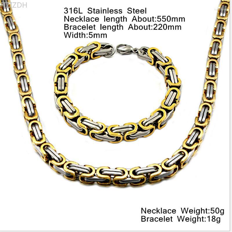 Pendant Necklaces Gold/Silver Color 5MM Thick Flat Byzantine Stainless Steel Motorcycle Bracelet Necklace 1Set For Men JewelryPendant
Pendant Necklaces Gold/Silver Color 5MM Thick Flat Byzantine Stainless Steel Motorcycle Bracelet Necklace 1Set For Men JewelryPendant