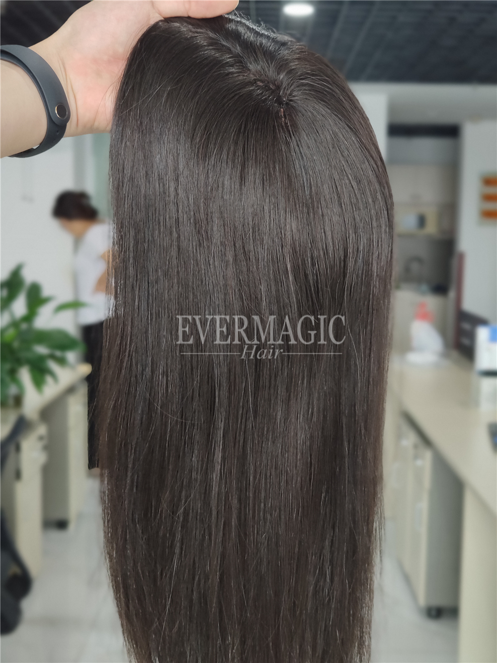 New Coming Natural Black Full Fishnet Human Hair Toppers Handtied Net Base Clips In Pieces for Thinning Women