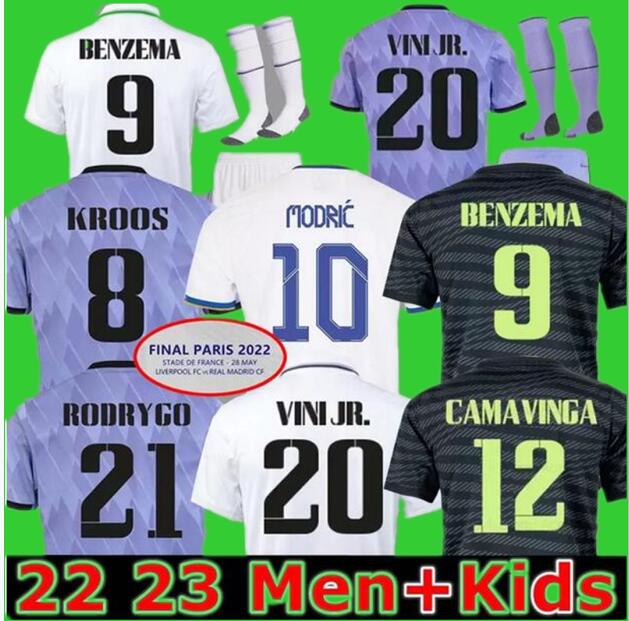 2023 BENZEMA Finals soccer jersey 22 23 Real Madrids football shirt ALABA MODRIC VALVERDE Fourth camiseta de foot men kids 2022 uniforms VINI JR TCHOUAMENI CHAMPIONS
2023 BENZEMA Finals soccer jersey 22 23 Real Madrids football shirt ALABA MODRIC VALVERDE Fourth camiseta de foot men kids 2022 uniforms VINI JR TCHOUAMENI CHAMPIONS