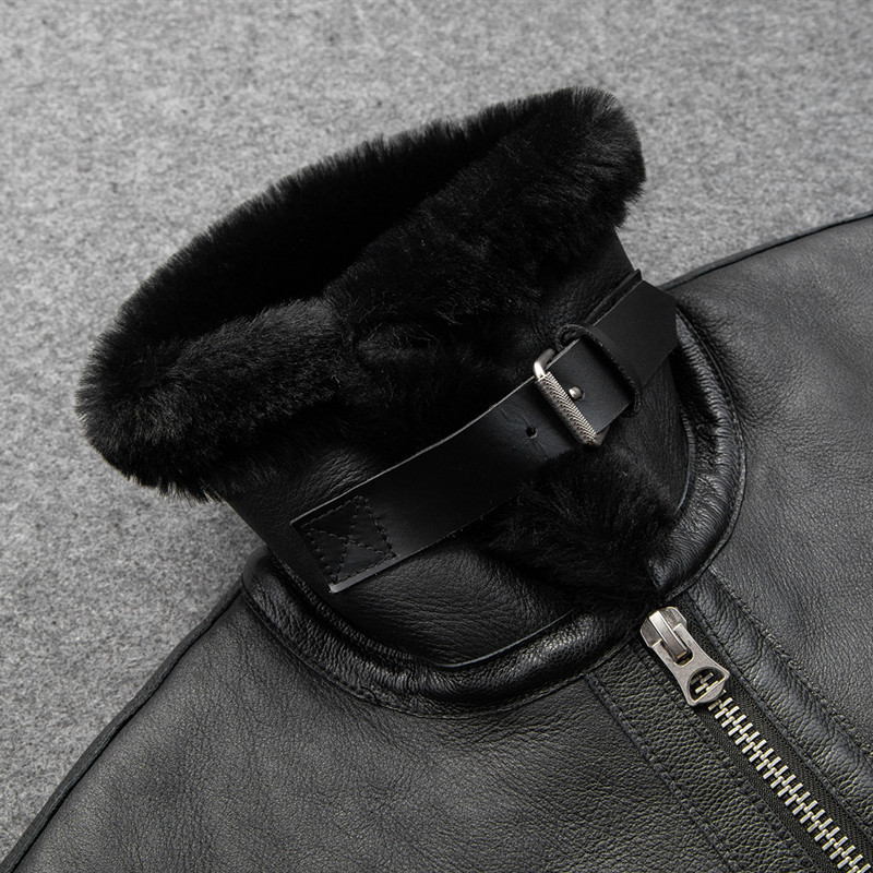 GUSEEMIO Men's Sheep Shearling Lambskin Warm Jacket Original Male Fur Double Faced Fur Genuine Leather Jacket 220819