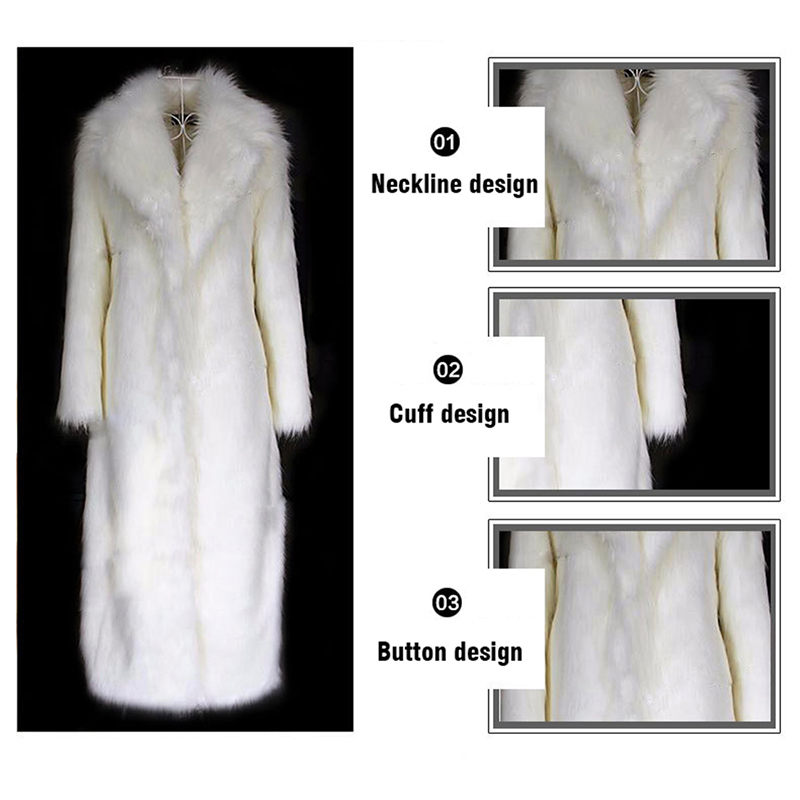 Women's White Faux Fur Long Winter Warm Thick Casual Ful Teddy Coat Jacket New Arrival