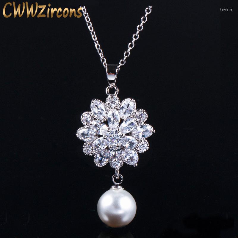 Pendant Necklaces CWWZircons Elegant Silver Color Sparkling White Cubic Zirconia Crystal Pearl Drop Necklace Jewelry For Ladies CP015Pendant
Pendant Necklaces CWWZircons Elegant Silver Color Sparkling White Cubic Zirconia Crystal Pearl Drop Necklace Jewelry For Ladies CP015Pendant