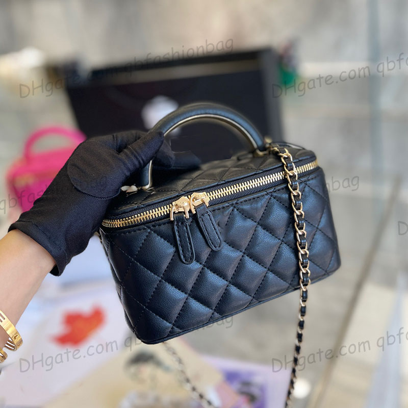 Classic Quilted Vanity Bag With Mirror Top Co Handle Tote GHW Crossbody Shoulder Cosmetic Case, Black
Classic Quilted Vanity Bag With Mirror Top Co Handle Tote GHW Crossbody Shoulder Cosmetic Case, Black