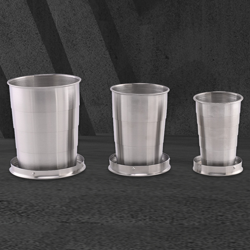 Portable Telescopic Tumblers 75/150/250ml Outdoor Stainless Steel Folding Cup with Keychain Foldable Mug Collapsible Water-cup Handcup Travel Camping 