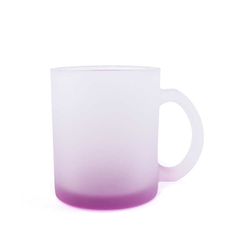 11oz sublimation Colored frosted glass tumbler Colored bottom mugs blanks coffee cup with handle DIY printing Multicolor Z11