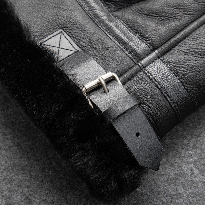 GUSEEMIO Men's Sheep Shearling Lambskin Warm Jacket Original Male Fur Double Faced Fur Genuine Leather Jacket 220819