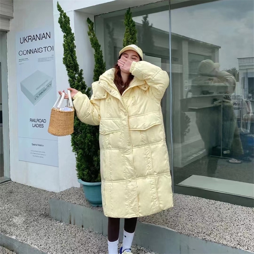 Down jacket womens midlength winter loose white duck down fashion thickened longsleeved womens coat 220822, Yellow
Down jacket womens midlength winter loose white duck down fashion thickened longsleeved womens coat 220822, Yellow