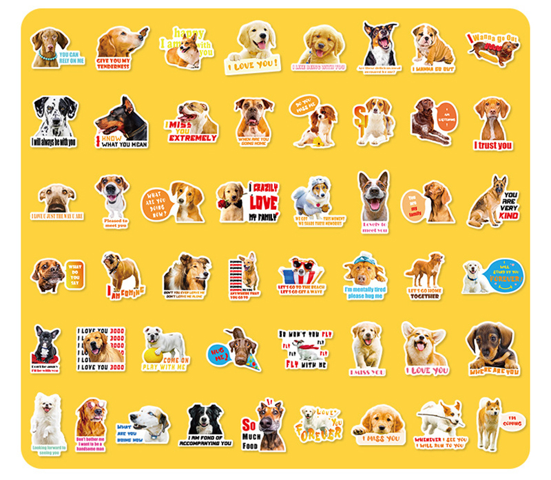 50 Realistic dog graffiti Sticker Phone Laptop Skateboard Car Stickers Pack for Luggage Guitar Helmet Sticker