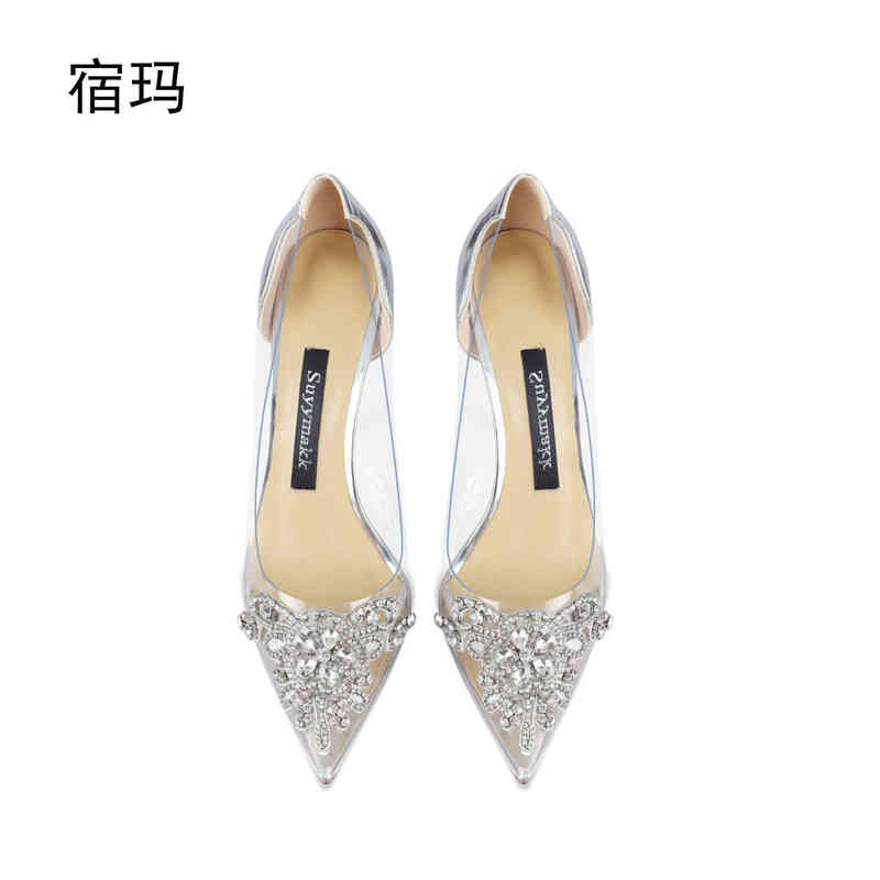 Luxury Rhinestone Women Pumps Transparent PVC High Heels Sexy Pointed Toe Wedding Shoes Party Fashion For Lady Evening 8Cm T220813