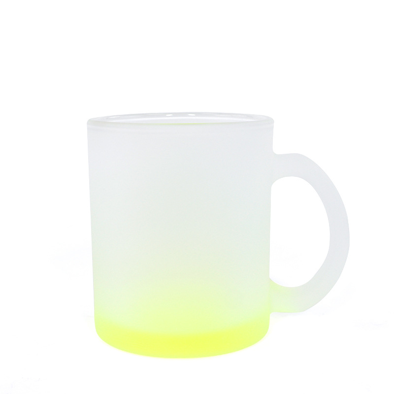 11oz sublimation Colored frosted glass tumbler Colored bottom mugs blanks coffee cup with handle DIY printing Multicolor Z11
